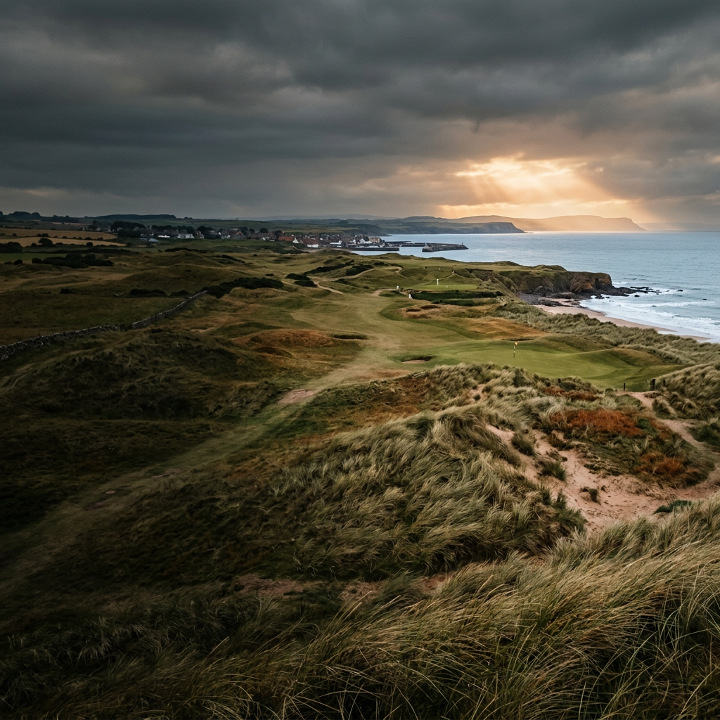 Coastal golf landscape in Scotland